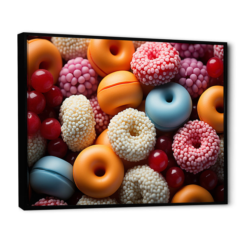 «Colorful Pop Art Candy II», reproduction sur toile, Cadre flottant noir, H 24 po x l 32 po x P 1 po