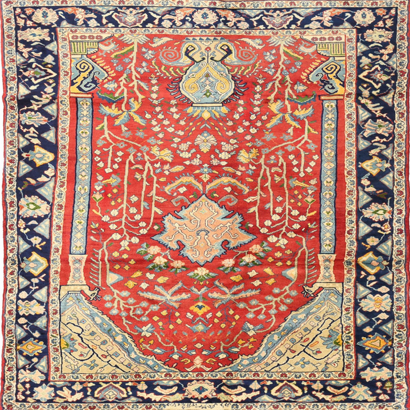 Tapis rouge à motif sud-ouest, Carré 4 pi