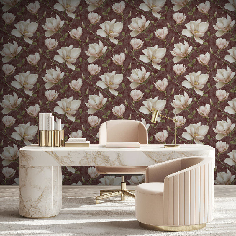 Papier peint Grand Magnolia, Rouge