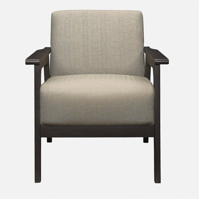 Light Brown Fabric Upholstered Accent Chair 1pc Solid Rubberwood Antique Gray Finish Living Room Furniture