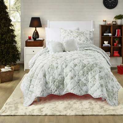 Modern Reversible Bedding Sets, Polyester Twin Quilt, Cottage Home