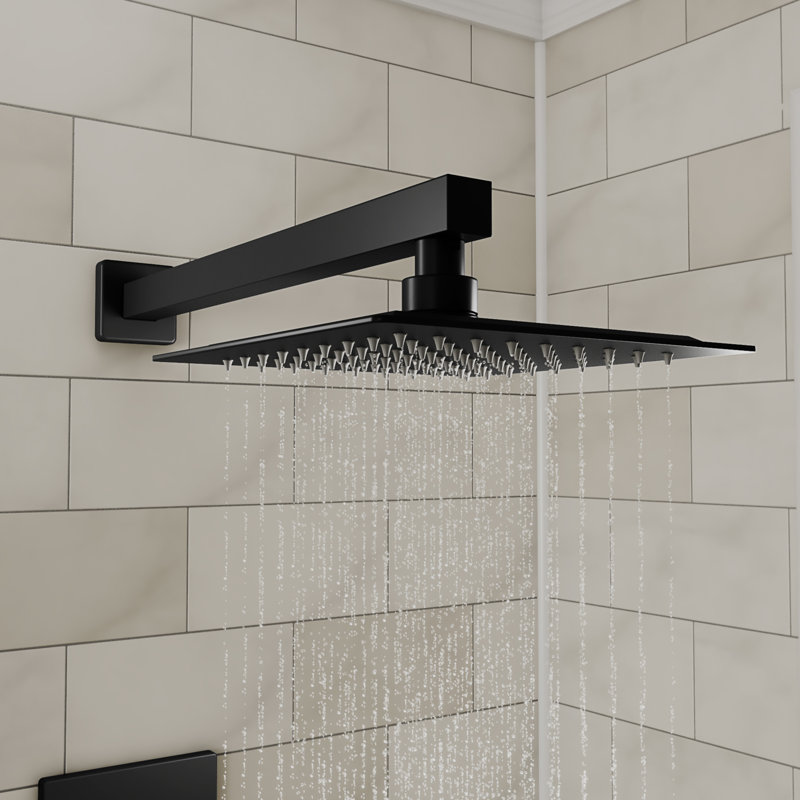Ascend Ultra-Thin Square Shower Head - 10 in., Matte Black, Matte Black, 10 inch