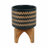 Ceramic and Stoneware Planter with Arched Wood Stand and Sculptural Form - Decorative Indoor Planter with Organic Detailing and Minimalist Base Design-592986046-592986033