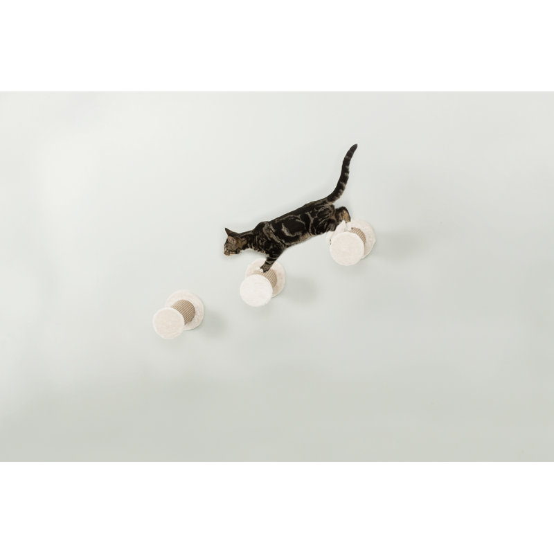 Light Gray and Brown Sisal Wall Mount Cat Climbing Steps