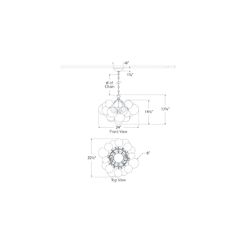 Julie Neill Talia Small Chandelier, Burnished Silver Leaf