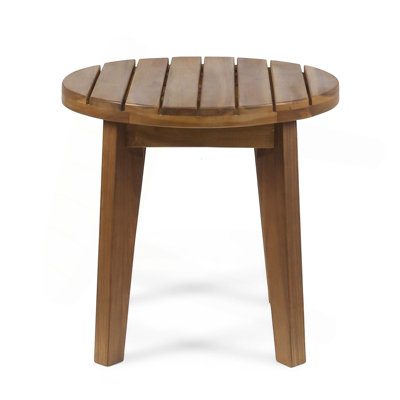 Outdoor 16" Acacia Wood Side Table, Teak Finish
