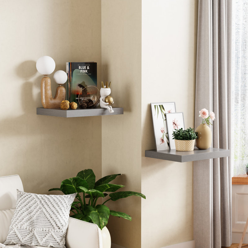 Floating Shelves for Wall, Floating Shelf Wall Mounted Set of 2, Wall Shelf with Invisible Bracket, Hanging Shelf for Bathroom, Bedroom, Office, Living Room Decor