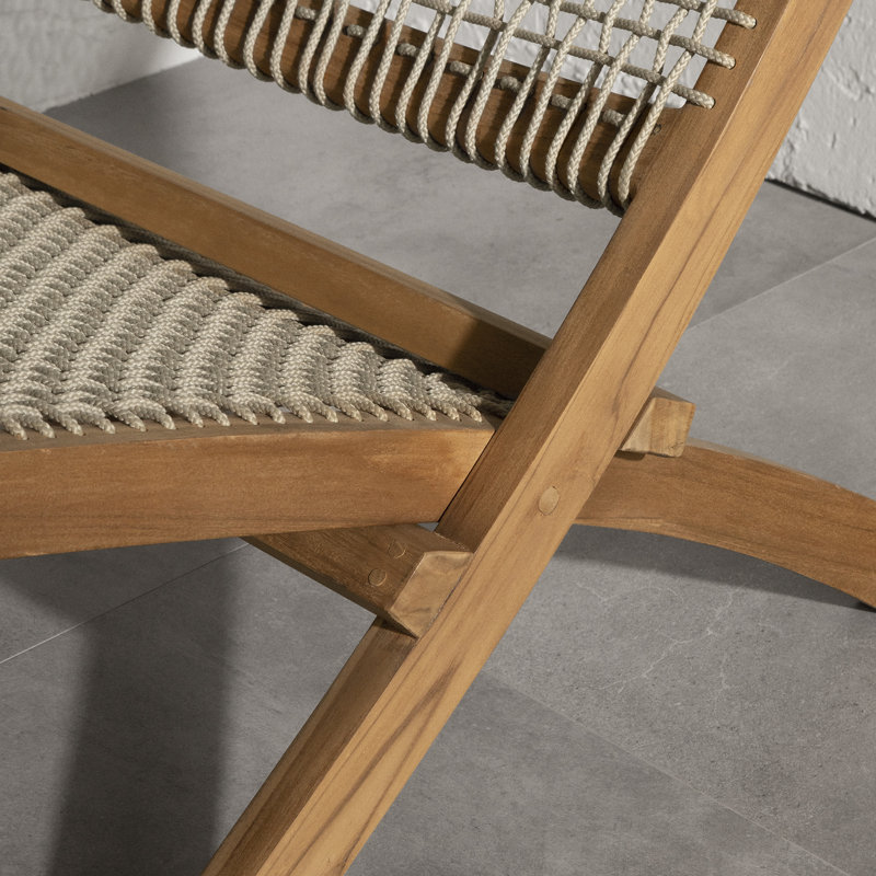 Agave Teak Outdoor Armless Lounge Chair, Natural, Gray