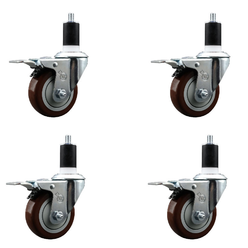Jeu de roulettes extensibles en poly pivotant 1-1 / 2 pouces