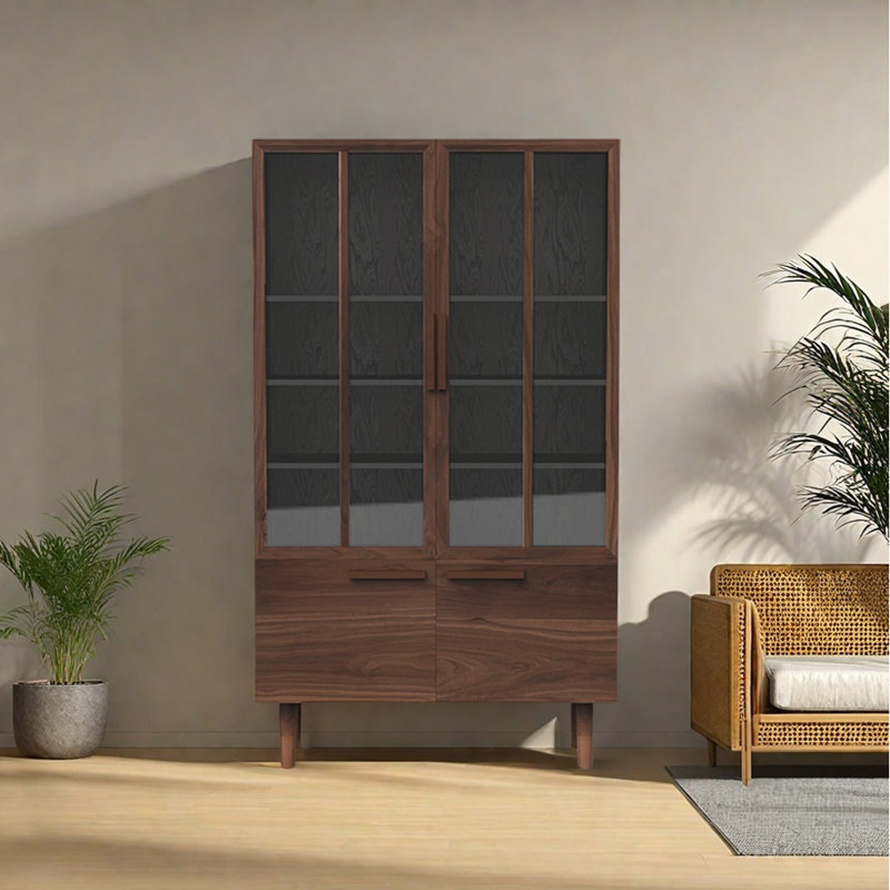Bibliothèque de style européen entièrement fermée, (4 tablettes) H 68,9 po x l 39,37 po x P 14,17 po