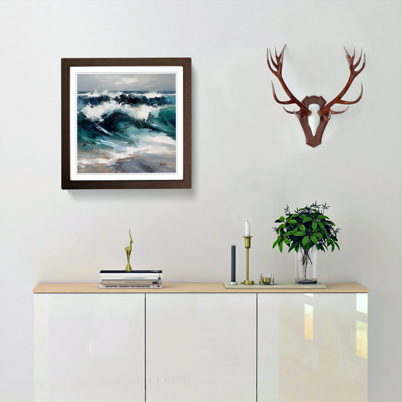Ocean Modern Art - Framed Print, Walnut