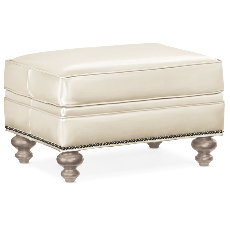Repose-pieds rectangulaire en cuir véritable 26 "West, Cuir véritable Outsider Raven, Pierre, Bronze