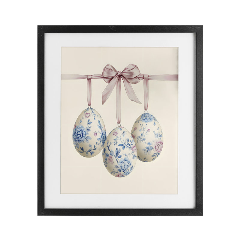 Floral Coquette, œufs de Pâques, reproduction encadrée sous verre, H 21 po x l 17 po, Cadre noir minuit