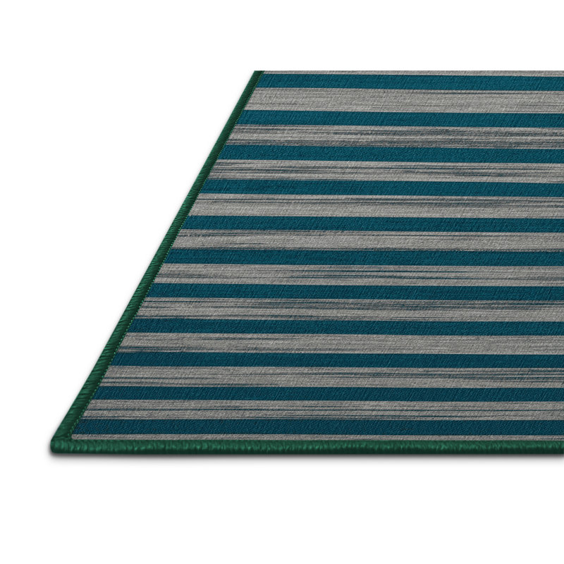 Tapis vert à rayures horizontales lavable à la machine, Tapis de couloir 2 pi x 5 pi
