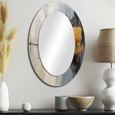 Abstract Cityscape II - Miroir décoratif abstrait ovale sur métal