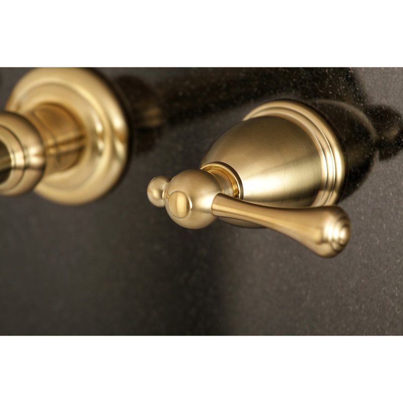 Brushed Brass Traditional Wall Mount Bathroom Faucet