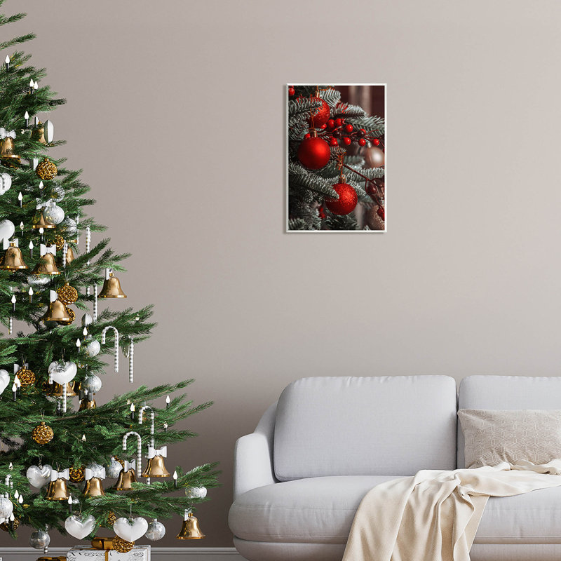 Ornements suspendus rouges à Noël - 260, H 19 po x l 13 po x P 0,5 po, Bois