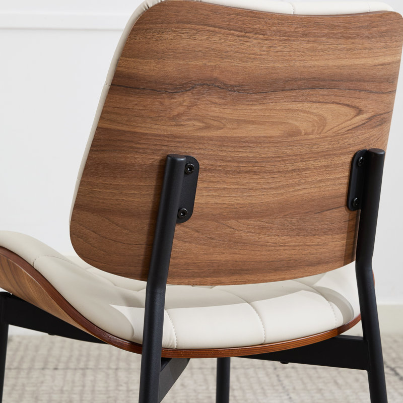 Modern Walnut-Finish Bentwood Upholstered Side Dining Chair, 4, Gray