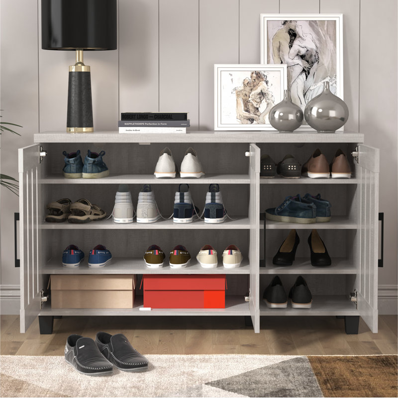 Banos 16 Pair Shoe Storage Cabinet, Dusty Gray Oak