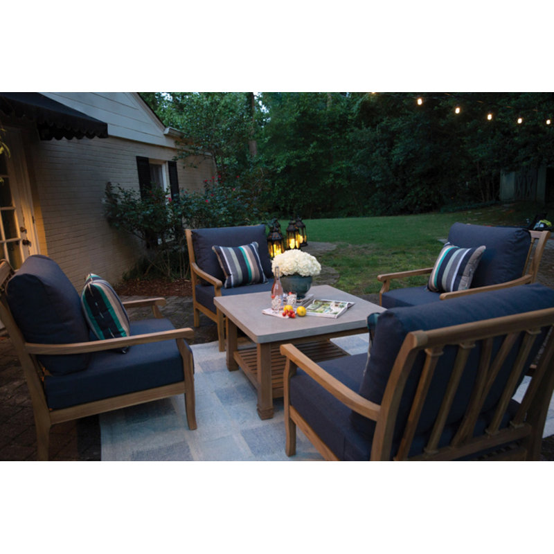Stockton - Teak Outdoor Coffee Table w/ Polished Concrete Top