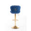 2 tabourets de bar pivotants et réglables en hauteur, velours bleu marine avec pieds dorés, repose-pieds et base, 2 tabourets rembourrés de mousse, + hauteur réglable, siège