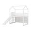 Lit mezzanine simple en bois avec glissoire, tablettes et lumière-1366812277