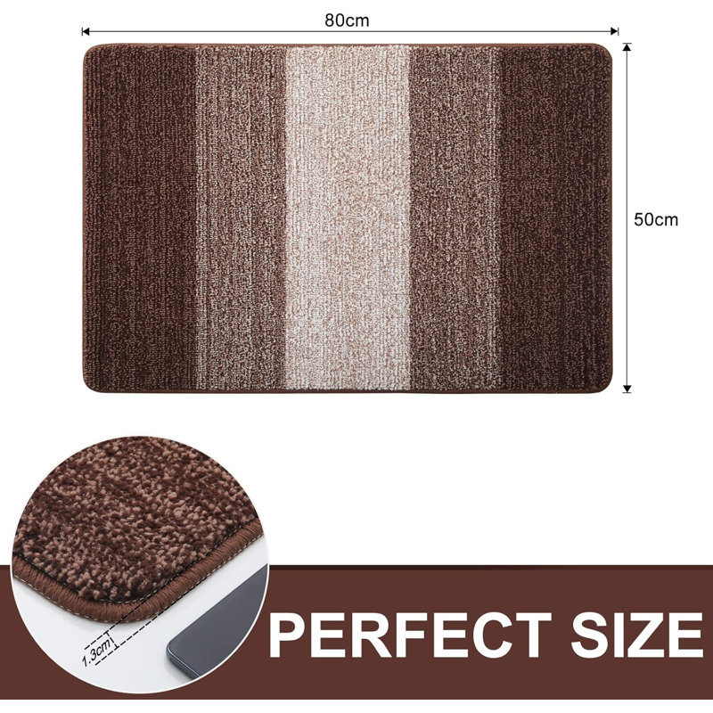 Door Mats Indoor, Machine Washable Soft Doormats, Brown, 50 cm W x 80 cm L