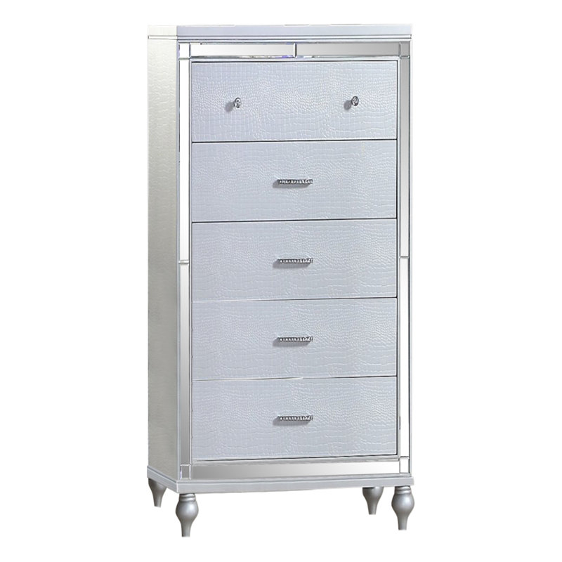 Commode 5 tiroirs Sterling, Argent argent