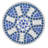 Outdoor Round Side Table With Mosaic-Style Top And Curved Iron Legs, End Table-Blue ,Wihte And Matte Black