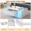 Table basse l 39,3 po avec rangement ouvert et lumières à DEL, plateau de table en verre, 1 tiroir, panneau de particules blanc pour le salon et le bureau blanc-130484140
