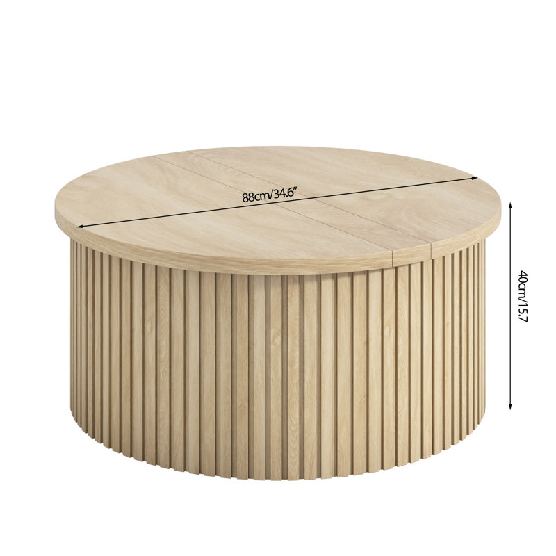 Lift Top Coffee Table With Storage, Fluted Round Coffee Tables, Wood
