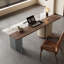 Noyer brun + pierre frittée rectangulaire beige + bois massif + bureau en acrylique-1154650879