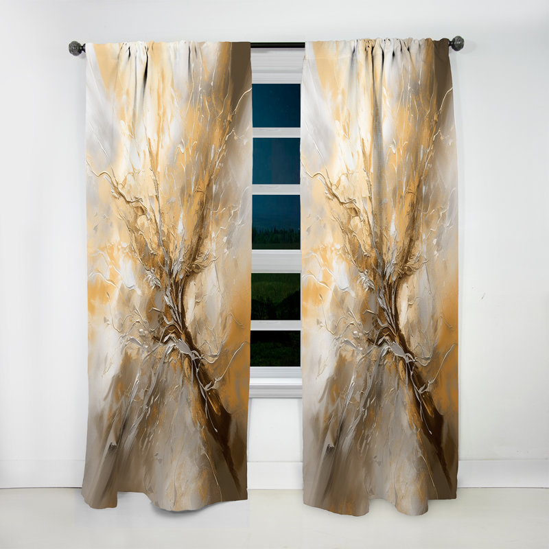 Gold and Silver Chromatic Essence I - Modern Curtain - Velvet Room Darkening - 1 panel, 52" W x 63" L