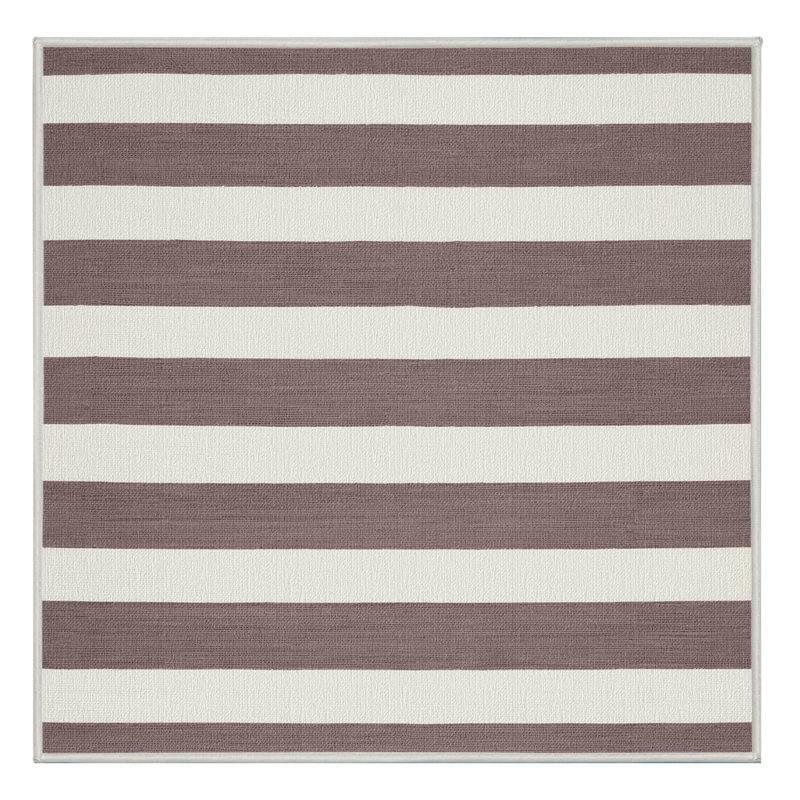 Tapis blanc à rayures horizontales lavable à la machine, Carré 4 pi