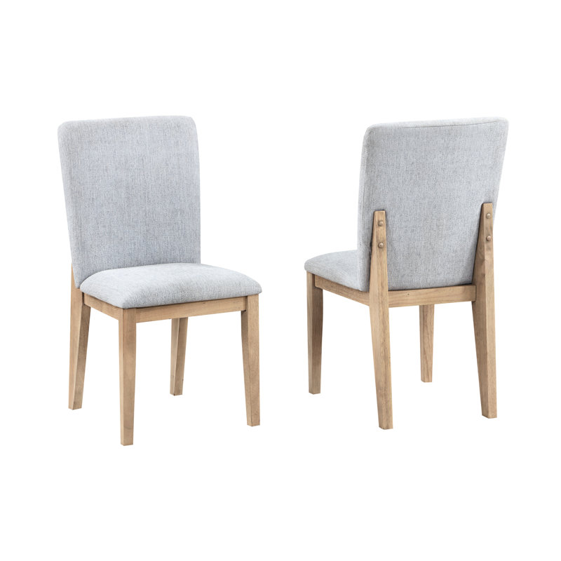 Chaises de salle à manger sans accoudoirs en lin gris et chêne de 19 po de profondeur, assise de 16 po de profondeur, dossier rembourré, parfait pour la cuisine