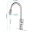 Robinet de cuisine avec abattant pivotant sur 360 degrés - Conception à arc élevé, trois motifs de débit d'eau, un seul levier pour ajuster facilement la température et le débit, surface en nickel brossé, corps en acier inoxydable, construction en saleté, lisse-720011823