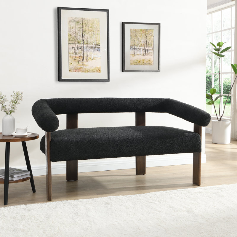 Erik Round Armrest Loveseat, Brown, Black