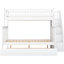 Lit superposé simple au-dessus d'un lit double avec lit gigogne et garde-corps blanc - Économie d'espace stable et de style moderne-100609330-100609331