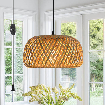 1-light Hanging Lights With Plug In Cord Kitchen Pendant Lighting Over Island Rattan Pendant Light Boho Light Fixture
