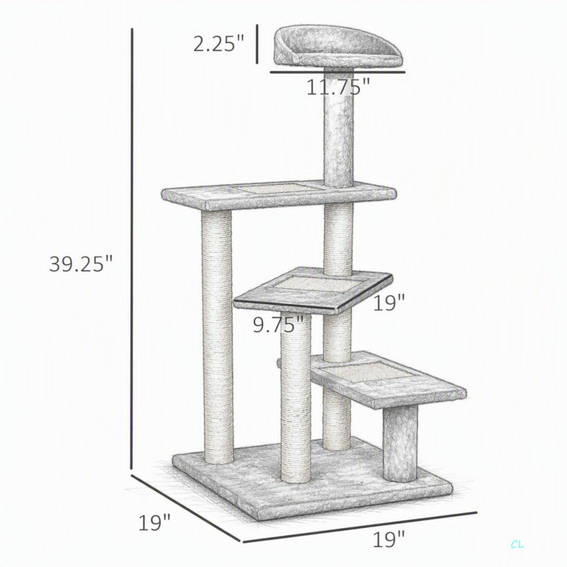 Arbre d'activité pour chat, tour pour chat, Beige/gris