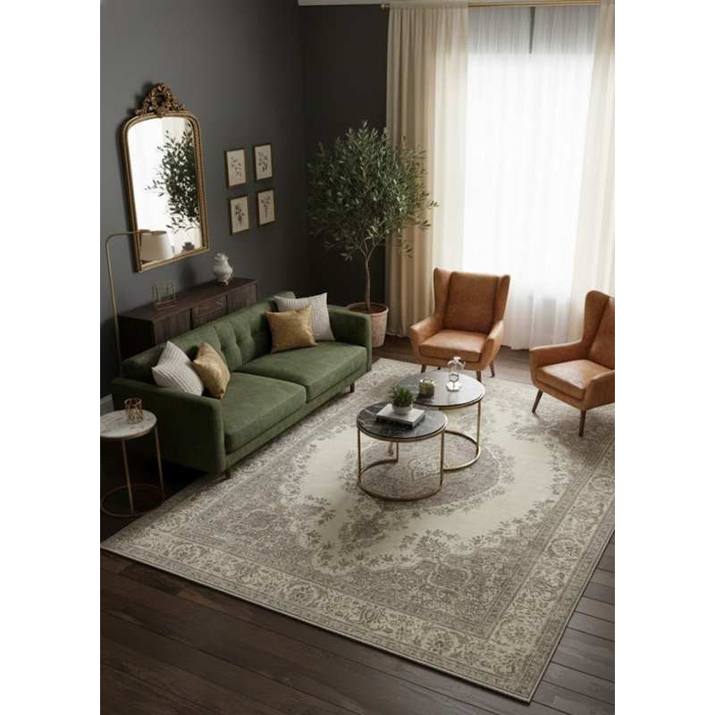 Tapis oriental crème 10 x 13 po Aiesha One-Of-A-Kind