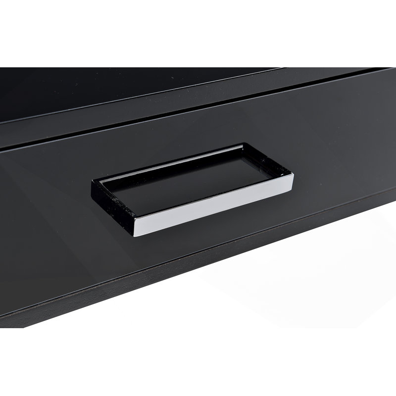 Bureau d'écriture noir ultrabrillant et finition chromée