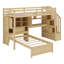 Lit mezzanine avec bureau intégré et escalier, avec compartiments de rangement et tablettes-303271735