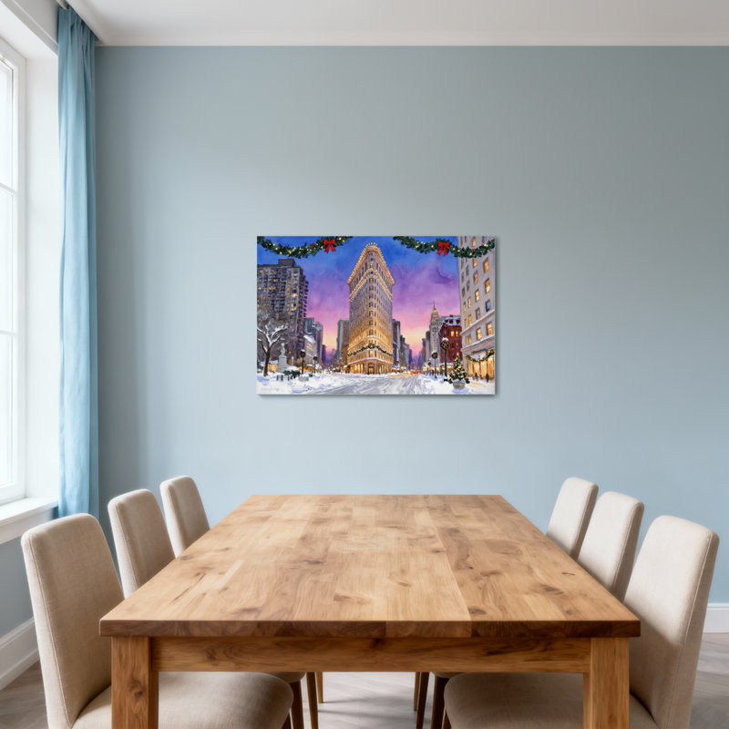 Paysage de Noël avec neige et lumières, H 16 po x l 24 po