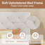 Bed Frames with Button Tufted Headboard, Linen Upholstered Bed with Wooden Slats Support-1502812782-1502812784