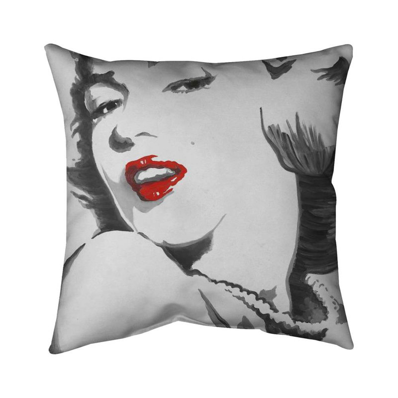 Marilyn Monroe Outline Style Throw | Living Room Decor Poly Twill, Gray/Black/Red