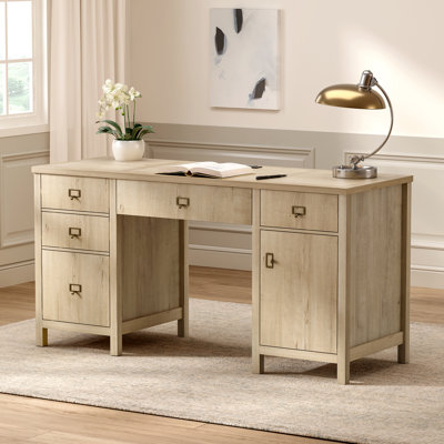Modern 59 Inch Executive Desk, Premium Office Desk With Built-In File Cabinets And Storage Solutions by Latitude Run