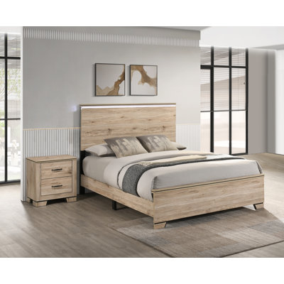 Rustic Farmhouse Bedroom Set With LED Headboard