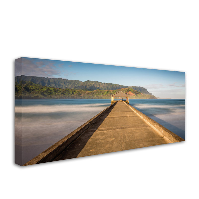 Pier of Hanalei Bay Blue Ocean Canvas Print
