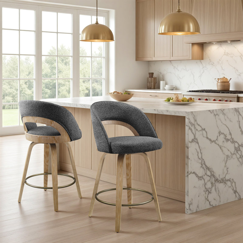 Upholstered Swivel Dining Bar Stools, Gray